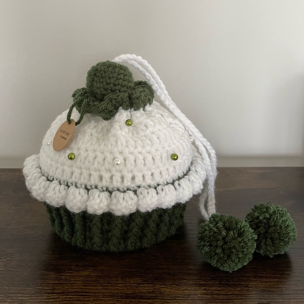 Pouch mini bag crochet drawstring cupcake - Picture 2 of 8